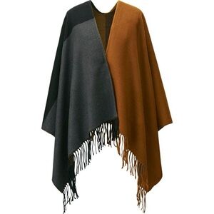 UNIQLO New Two-Tone Fringe Poncho